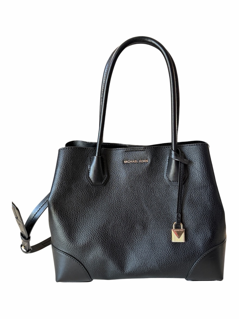 Michael Kors Black Pebbled Leather Mercer Gallery Tote Handbag